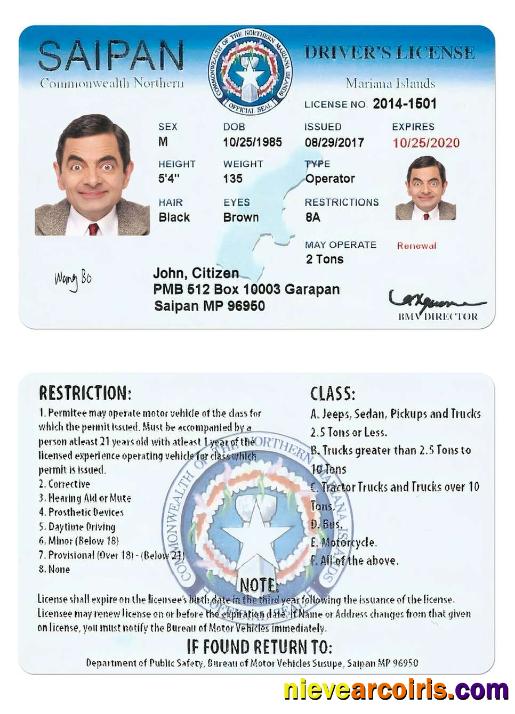 NORTHERN MARIANA ISLANDS Saipan driving license